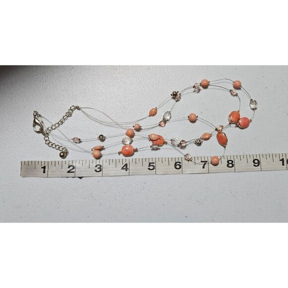 Elegant Pink White Beaded Multi Strand Statement Necklace Fashion Jewelry Women - Picture 5 of 6